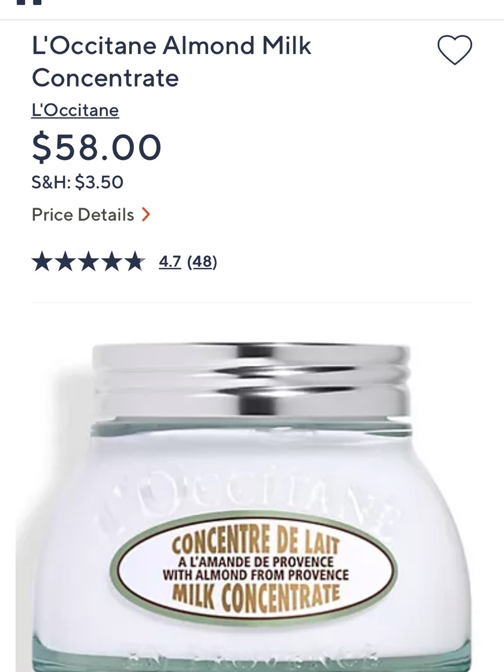 L'Occitane Almond Milk  Body Cream Concentrate - White